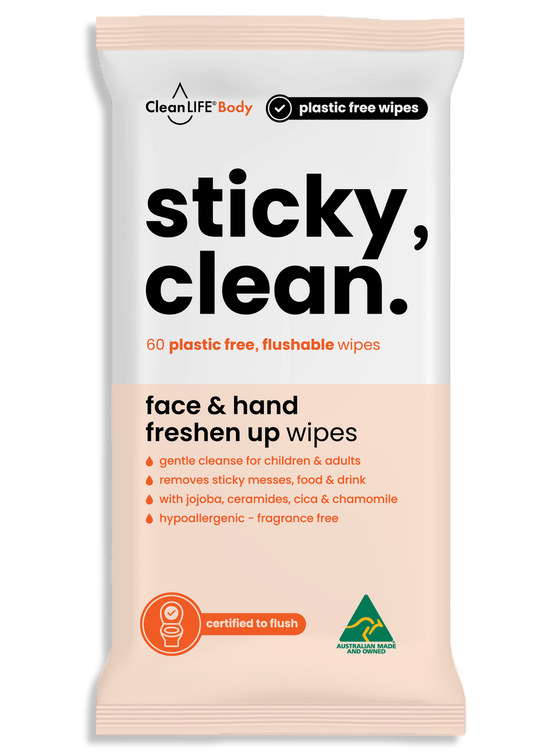 sticky, clean. 60 wipes