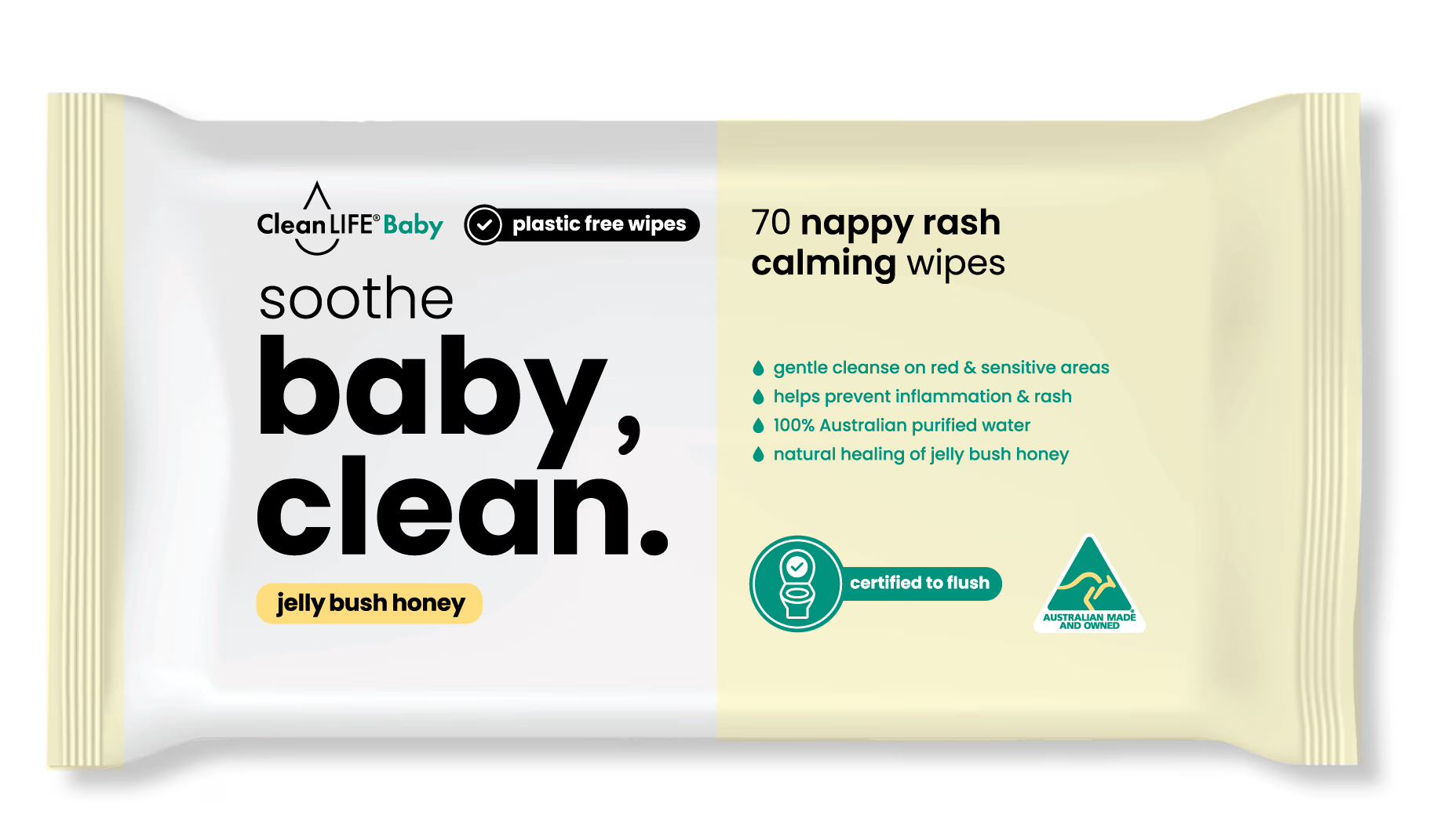 CleanLIFE - soothe baby clean wipes with 70 wipes hat helps to reduce the nappy rash calming wipes