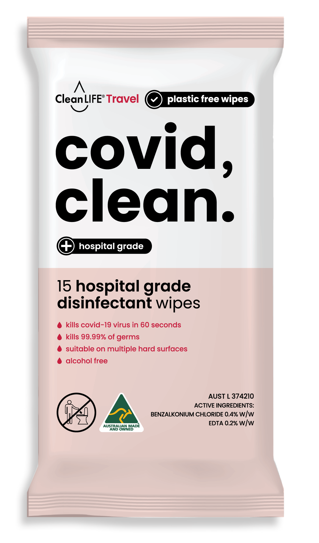covid, clean. 15 packs hospital grade disinfectant wipes