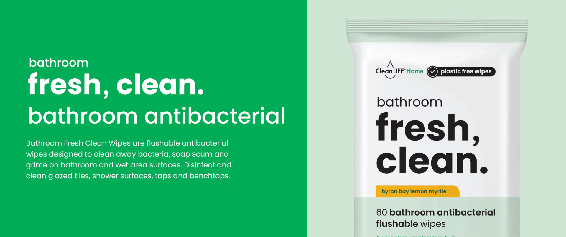 Cross sell product - bathroom fresh clean - bathroom antibacterial flushable wipes