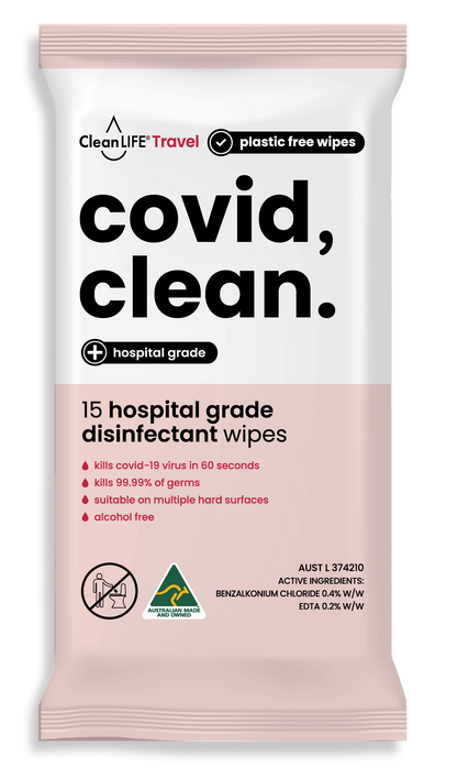 covid, clean. 15 packs hospital grade disinfectant wipes